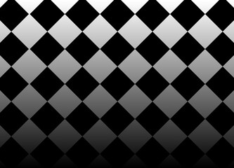 Black and gray diamond checkered gradient pattern. Suitable for modern stylish decoration and creative digital artwork.