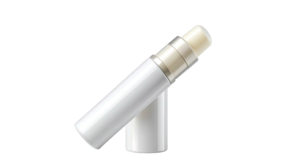 White Lip Balm Tube with Cap on White Background.