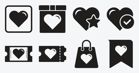 Minimalist Wishlist and Favorite Heart Icons Set