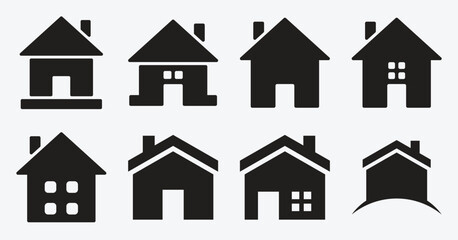Minimalist House Icon Set Silhouette Collection