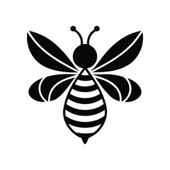 Bee With Striped Body And Blurred Wings Illustration