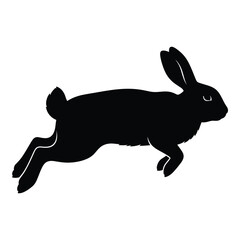 Dynamic silhouette of a rabbit in mid-leap perfect for spring and easter themed designs silhouette