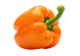 Wet Orange Bell Pepper isolated on a transparent background