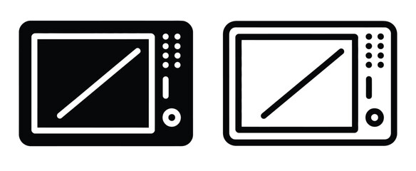 Microwave oven icon set. Line and glyph microwave oven vector