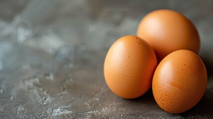 Celebrating world egg day with fresh brown eggs on rustic background. Horizontal banner. Copy space. World Farm Animals Day. World Bird Day. Healthy farm food