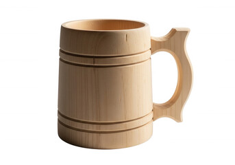 Wooden beer mug with handle isolated on a transparent background
