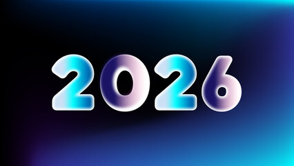2026 year background image design Glowing blue and purple 2026 numbers on dark background