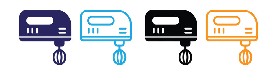 Electric hand mixer icon set for baking tools Vector