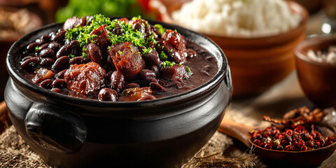Feijoada brazilian food on the table