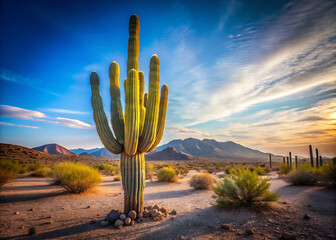 Tall cactus plant under bright desert sunlight