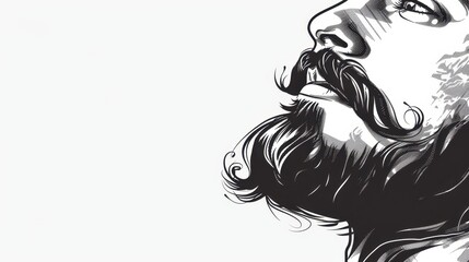 Fototapeta premium Movember celebration illustration featuring stylized beard and mustache design for awareness campaigns. Horizontal banner. Copy space. Men's health awareness concept. Prostate Cancer Awareness