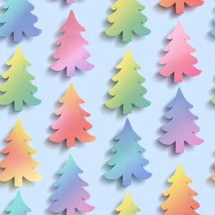 Fototapeta premium Colorful tree shapes on a pastel background, creating a playful pattern.