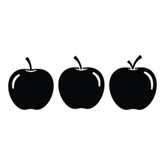 Three black silhouette apples isolated on for design and creative projects silhouette