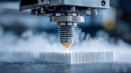 A 3D Printer Nozzle Creating a Detailed Object Close-Up