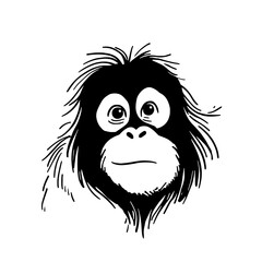 Fototapeta premium Sumatran Orangutan. Sumatran Orangutan simple black and white line art vector logo