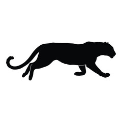 Silhouette of a running panther elegant powerful animal black graphic design creature silhouette silhouette