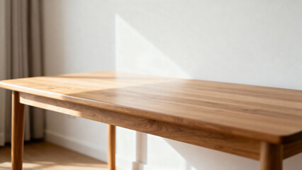 Fototapeta premium Wooden table in sunlight