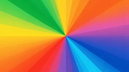 Vibrant rainbow radial gradient background, abstract spectrum of colors fanning out from a central point, perfect for creative design and vibrant visuals