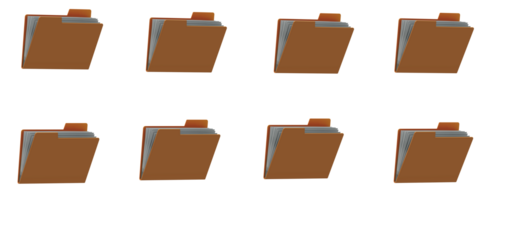 Multiple folders filled with documents organized in a row against a representing data management and file organization systems