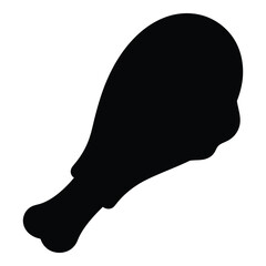 Silhouette of a crispy fried chicken leg food icon for culinary designs and menus silhouette