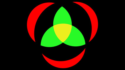 Abstract Geometric Overlapping Circles  Triadic Red Green Yellow