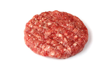 raw beef cutlet on a white background