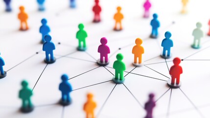 Network diagram of colorful character icons