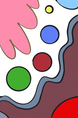 Playful doodle art with bright colors and bold outlines, perfect for adding a splash of fun to any creative project with a retro style and whimsical design