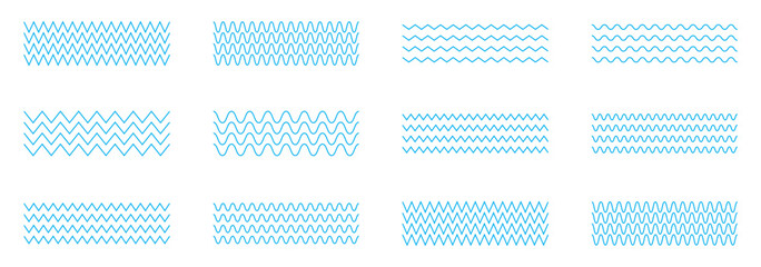 Wave line and wavy zigzag lines. Black underlines wavy curve zig zag line pattern in abstract style. Geometric decoration element. Vector illustration.