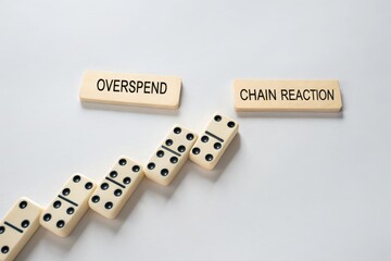 Domino pieces falling to illustrate financial chain reaction