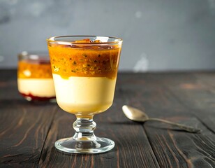 Layered dessert in a glass