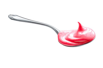 Pink sauce on spoon