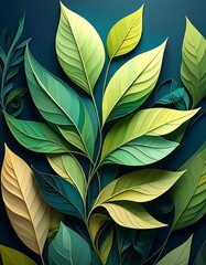 Layered leaves in vibrant greens