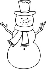 Winter Christmas snowman outline vector illustration.
Traditional classic snowman character Children's coloring pages isolated.
Children's coloring pages.
Transparent background. SVG.