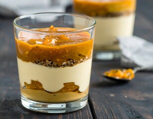 Layers of creamy dessert in glass