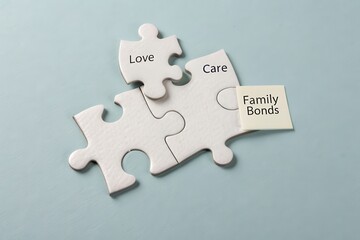 Obraz premium Puzzle pieces depicting concepts of love care and family bonds