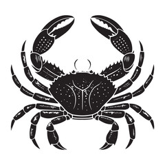 Black Crab Silhouette Vector Illustration on White Background