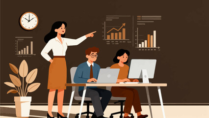 Business team in meeting with charts