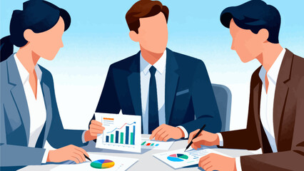 Business team reviewing data charts