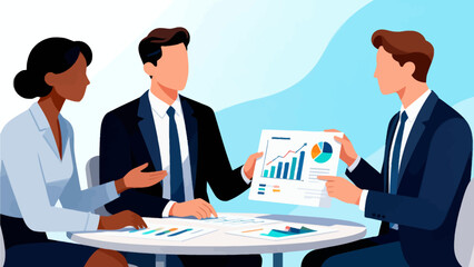 Business team reviewing data charts