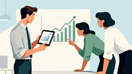 Business team reviewing growth chart
