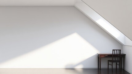 Obraz premium scandinavian. Minimalist office space with wooden furniture, embodying clean and airy Scandinavian design. real-estate listings.