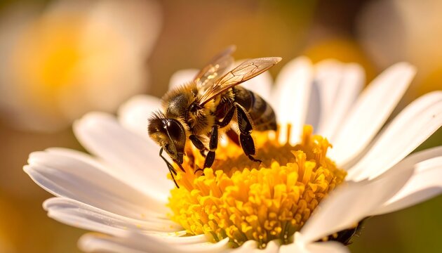 Honeybee on a daisy - Powered by Adobe
