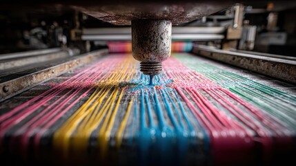 Macro Photograph Of A Nozzle Changing Color On A Printing Machine
