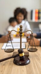 Legal proceedings with scales of justice