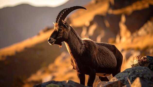 Mountain goat in golden light