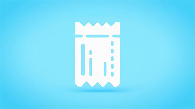 Minimalist Receipt Icon Animation on Blue Background: Clean and Modern Design.