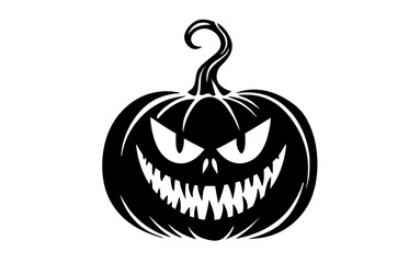 a black and white silhouette of a halloween pumpkin with an angry faceblack, face, halloween, halloween pumpkin, illustration, mouth, pumpkin 