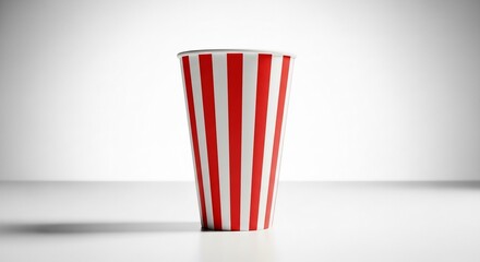 Iconic red and white striped container evokes a nostalgic movie night, perfect for branding, packaging mockups or showcasing food and beverage products