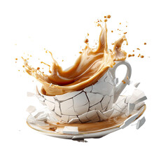 Cracked cup, coffee splash